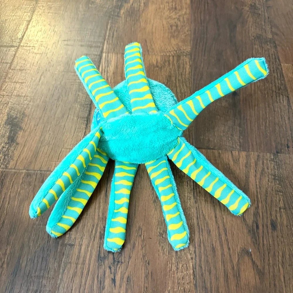 CLEAN EARTH COLLECTION by Spunky Pup green octopus plush toy for dogs